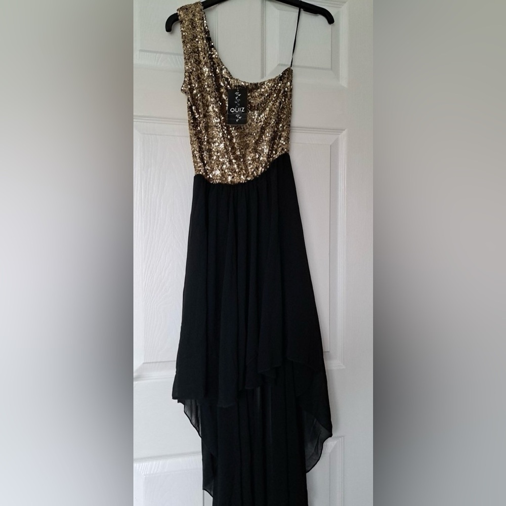 Katia Gold and Black Sequin Formal Evening Gown